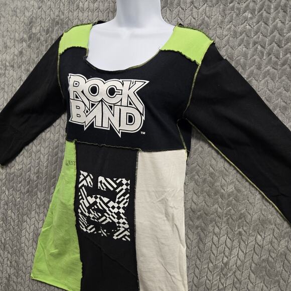 Styles Ever After Artsy Handmade Patchwork Shirt Mini Dress Medium Y2K Concert - Picture 2 of 13